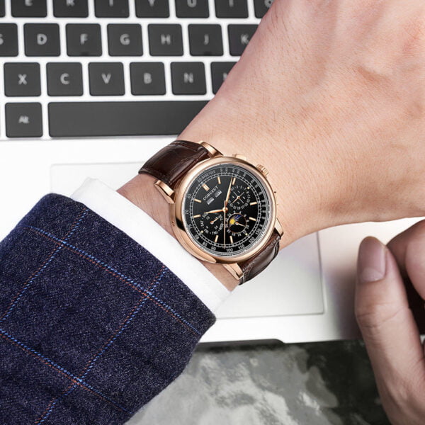 Black Dial Rose Gold Case Watch