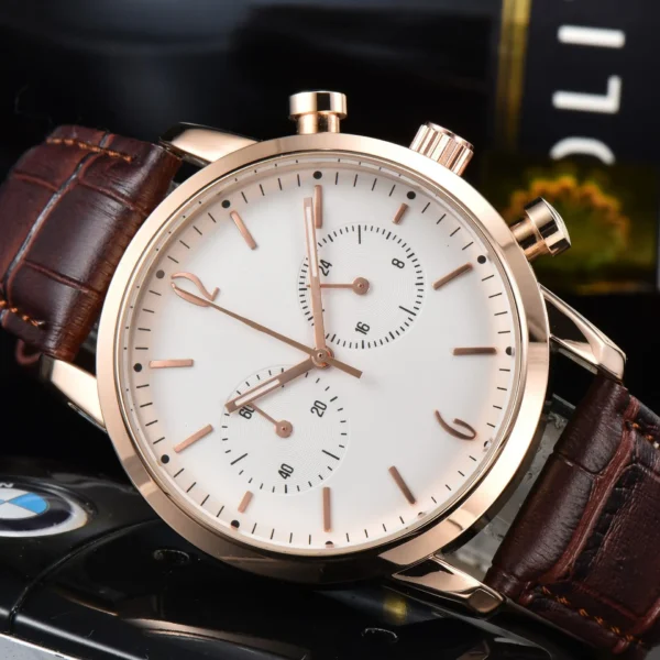 men’s white simple elegant vintage chronograph watch